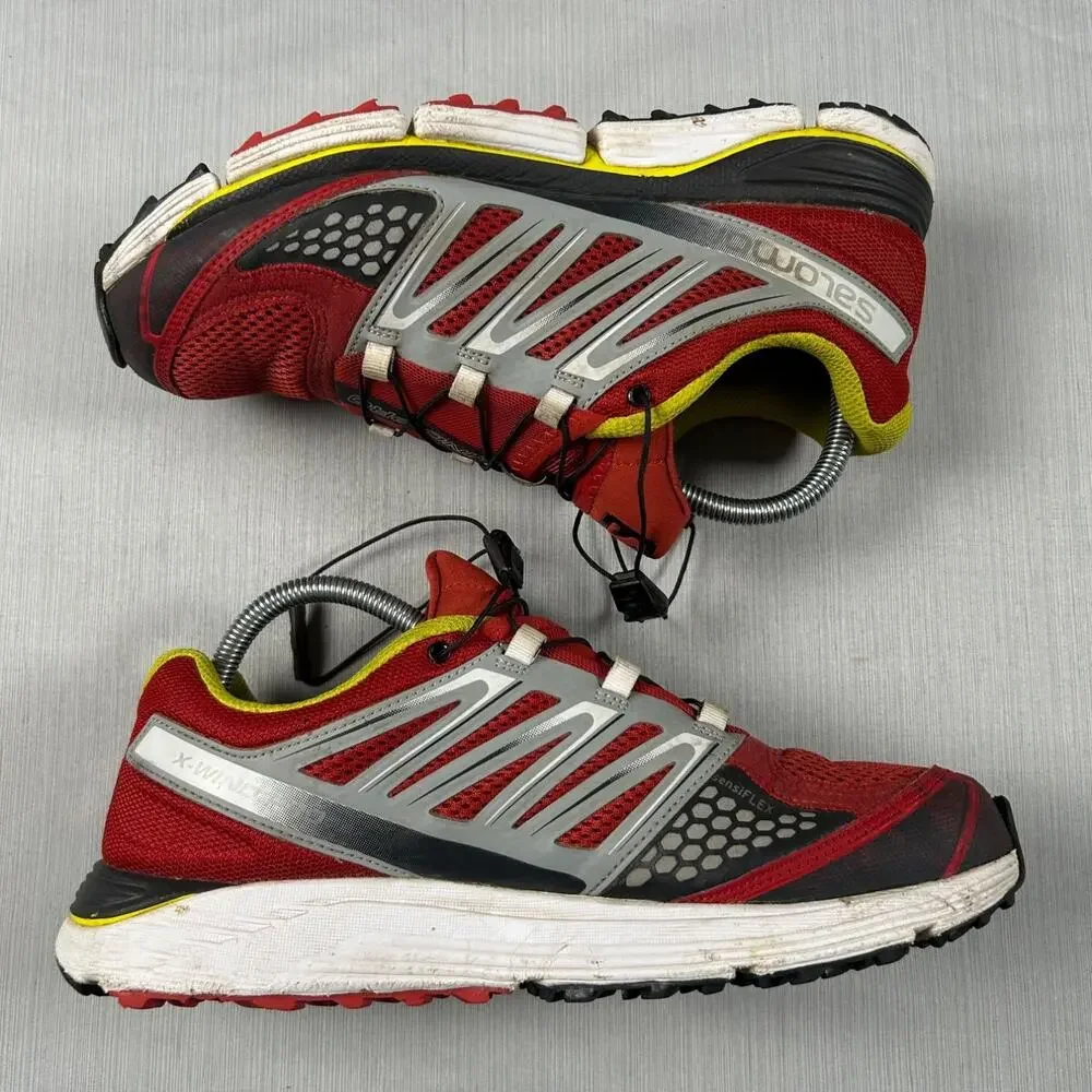 Salomon X-Wind Pro Men Red Gray Trail Running Shoes Sneakers US 8 362231